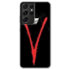 Samsung Galaxy S21 Ultra V For Baskılı Uyumlu Silikon Kılıf