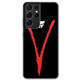 Samsung Galaxy S21 Ultra V For Baskılı Uyumlu Silikon Kılıf