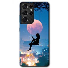 Samsung Galaxy S21 Ultra Yalnız Kadın Baskılı Uyumlu Silikon Kılıf