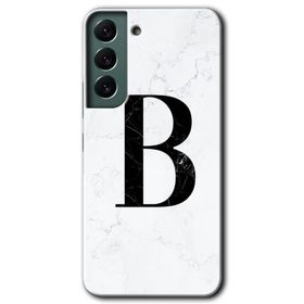 Samsung Galaxy S22 Beyaz Mermer Desenli B Harfi Baskılı Uyumlu Silikon Kılıf