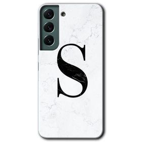 Samsung Galaxy S22 Beyaz Mermer Desenli Ş Harfi Baskılı Uyumlu Silikon Kılıf