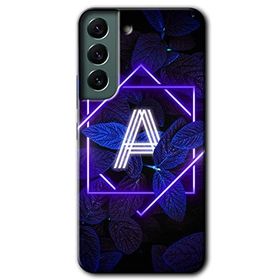 Samsung Galaxy S22 Dark Neon Yaprak A Harfi Baskılı Uyumlu Silikon Kılıf