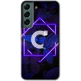 Samsung Galaxy S22 Dark Neon Yaprak C Harfi Baskılı Uyumlu Silikon Kılıf