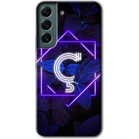 Samsung Galaxy S22 Dark Neon Yaprak C Harfi Baskılı Uyumlu Silikon Kılıf