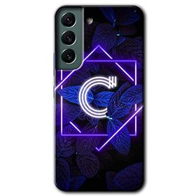 Samsung Galaxy S22 Dark Neon Yaprak C Harfi Baskılı Uyumlu Silikon Kılıf