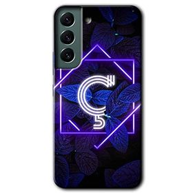Samsung Galaxy S22 Dark Neon Yaprak C Harfi Baskılı Uyumlu Silikon Kılıf