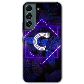 Samsung Galaxy S22 Dark Neon Yaprak C Harfi Baskılı Uyumlu Silikon Kılıf