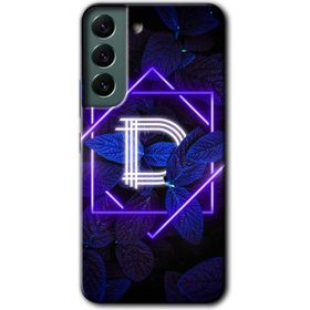 Samsung Galaxy S22 Dark Neon Yaprak D Harfi Baskılı Uyumlu Silikon Kılıf