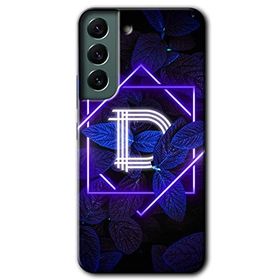 Samsung Galaxy S22 Dark Neon Yaprak D Harfi Baskılı Uyumlu Silikon Kılıf