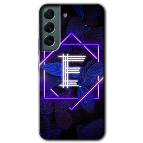 Samsung Galaxy S22 Dark Neon Yaprak E Harfi Baskılı Uyumlu Silikon Kılıf
