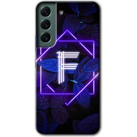 Samsung Galaxy S22 Dark Neon Yaprak F Harfi Baskılı Uyumlu Silikon Kılıf