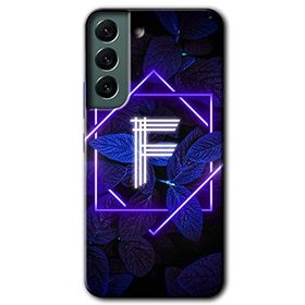 Samsung Galaxy S22 Dark Neon Yaprak F Harfi Baskılı Uyumlu Silikon Kılıf