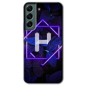 Samsung Galaxy S22 Dark Neon Yaprak H Harfi Baskılı Uyumlu Silikon Kılıf