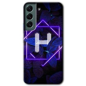Samsung Galaxy S22 Dark Neon Yaprak H Harfi Baskılı Uyumlu Silikon Kılıf
