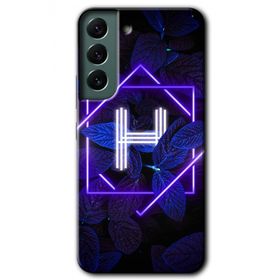 Samsung Galaxy S22 Dark Neon Yaprak H Harfi Baskılı Uyumlu Silikon Kılıf