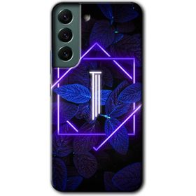 Samsung Galaxy S22 Dark Neon Yaprak İ Harfi Baskılı Uyumlu Silikon Kılıf