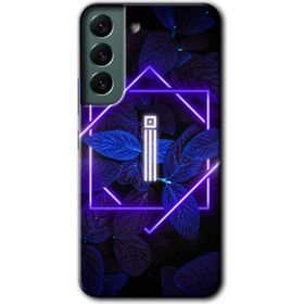 Samsung Galaxy S22 Dark Neon Yaprak İ Harfi Baskılı Uyumlu Silikon Kılıf