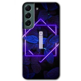 Samsung Galaxy S22 Dark Neon Yaprak İ Harfi Baskılı Uyumlu Silikon Kılıf