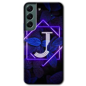 Samsung Galaxy S22 Dark Neon Yaprak J Harfi Baskılı Uyumlu Silikon Kılıf