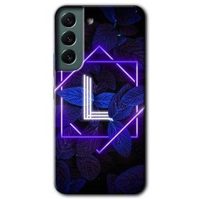 Samsung Galaxy S22 Dark Neon Yaprak L Harfi Baskılı Uyumlu Silikon Kılıf