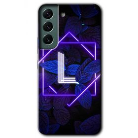 Samsung Galaxy S22 Dark Neon Yaprak L Harfi Baskılı Uyumlu Silikon Kılıf