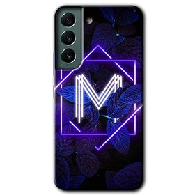Samsung Galaxy S22 Dark Neon Yaprak M Harfi Baskılı Uyumlu Silikon Kılıf