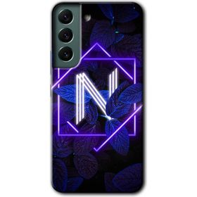 Samsung Galaxy S22 Dark Neon Yaprak N Harfi Baskılı Uyumlu Silikon Kılıf