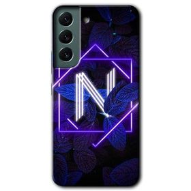 Samsung Galaxy S22 Dark Neon Yaprak N Harfi Baskılı Uyumlu Silikon Kılıf