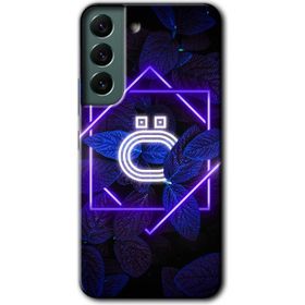 Samsung Galaxy S22 Dark Neon Yaprak Ö Harfi Baskılı Uyumlu Silikon Kılıf