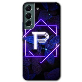 Samsung Galaxy S22 Dark Neon Yaprak P Harfi Baskılı Uyumlu Silikon Kılıf