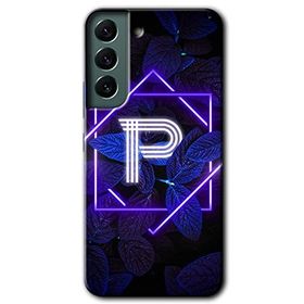 Samsung Galaxy S22 Dark Neon Yaprak P Harfi Baskılı Uyumlu Silikon Kılıf