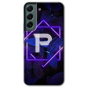 Samsung Galaxy S22 Dark Neon Yaprak P Harfi Baskılı Uyumlu Silikon Kılıf