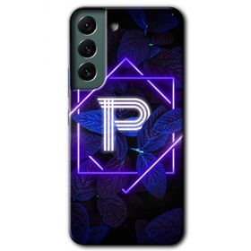 Samsung Galaxy S22 Dark Neon Yaprak P Harfi Baskılı Uyumlu Silikon Kılıf