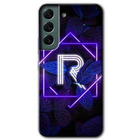 Samsung Galaxy S22 Dark Neon Yaprak R Harfi Baskılı Uyumlu Silikon Kılıf