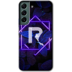 Samsung Galaxy S22 Dark Neon Yaprak R Harfi Baskılı Uyumlu Silikon Kılıf