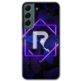 Samsung Galaxy S22 Dark Neon Yaprak R Harfi Baskılı Uyumlu Silikon Kılıf