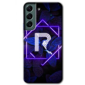 Samsung Galaxy S22 Dark Neon Yaprak R Harfi Baskılı Uyumlu Silikon Kılıf