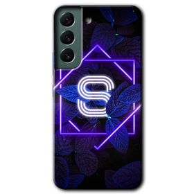 Samsung Galaxy S22 Dark Neon Yaprak S Harfi Baskılı Uyumlu Silikon Kılıf