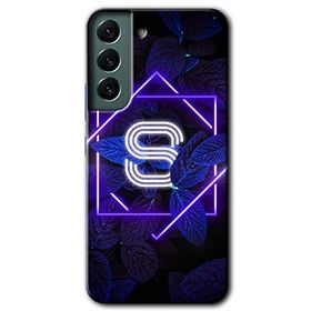 Samsung Galaxy S22 Dark Neon Yaprak S Harfi Baskılı Uyumlu Silikon Kılıf