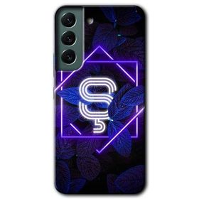 Samsung Galaxy S22 Dark Neon Yaprak S Harfi Baskılı Uyumlu Silikon Kılıf