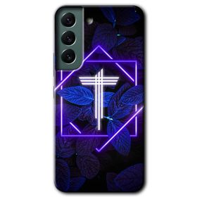 Samsung Galaxy S22 Dark Neon Yaprak T Harfi Baskılı Uyumlu Silikon Kılıf