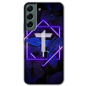 Samsung Galaxy S22 Dark Neon Yaprak T Harfi Baskılı Uyumlu Silikon Kılıf
