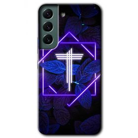 Samsung Galaxy S22 Dark Neon Yaprak T Harfi Baskılı Uyumlu Silikon Kılıf