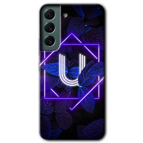 Samsung Galaxy S22 Dark Neon Yaprak Ü Harfi Baskılı Uyumlu Silikon Kılıf