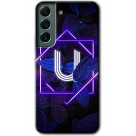 Samsung Galaxy S22 Dark Neon Yaprak Ü Harfi Baskılı Uyumlu Silikon Kılıf
