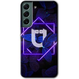 Samsung Galaxy S22 Dark Neon Yaprak Ü Harfi Baskılı Uyumlu Silikon Kılıf