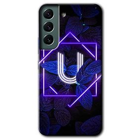 Samsung Galaxy S22 Dark Neon Yaprak Ü Harfi Baskılı Uyumlu Silikon Kılıf