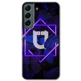 Samsung Galaxy S22 Dark Neon Yaprak Ü Harfi Baskılı Uyumlu Silikon Kılıf