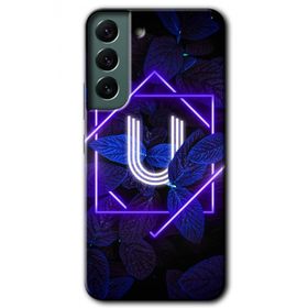 Samsung Galaxy S22 Dark Neon Yaprak Ü Harfi Baskılı Uyumlu Silikon Kılıf