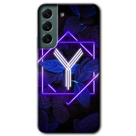 Samsung Galaxy S22 Dark Neon Yaprak Y Harfi Baskılı Uyumlu Silikon Kılıf